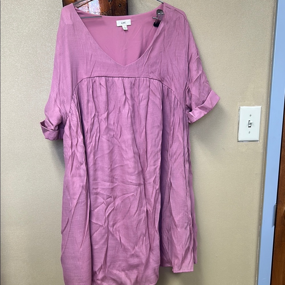 Pink Boxy Short Sleeve Tunic Top